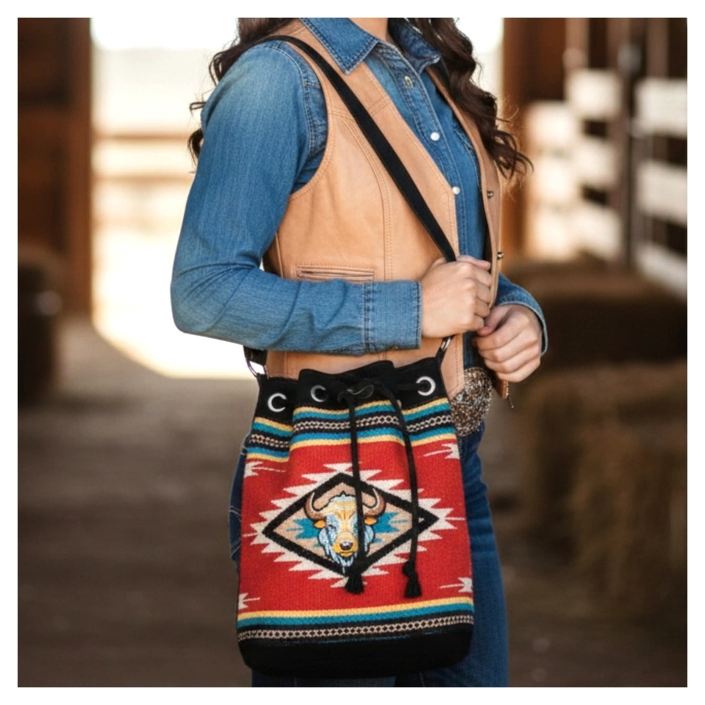 Southwestern Patterned Drawstring Bag - image 1